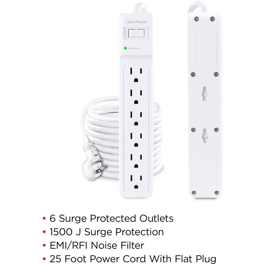 CyberPower B625 Essential 6 - Outlet Surge Protector with 1500 J Surge Suppression B625