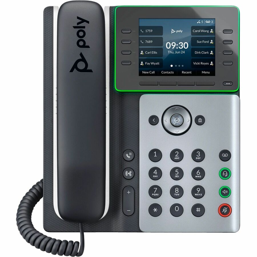 Poly Edge E350 IP Phone - Corded - Corded/Cordless - Wi-Fi, Bluetooth - Desktop, Wall Mountable - Black - TAA Compliant 82M89AA