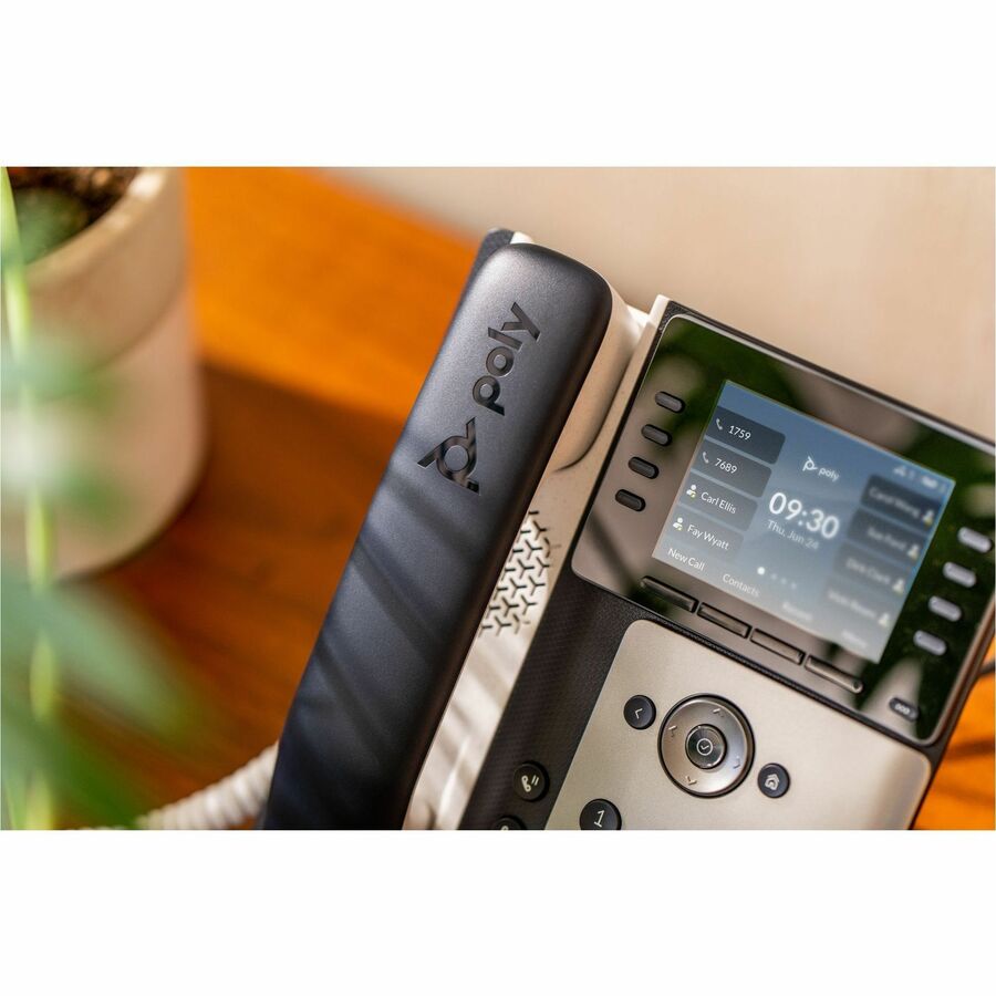 Poly Edge E350 IP Phone - Corded - Corded/Cordless - Wi-Fi, Bluetooth - Desktop, Wall Mountable - Black - TAA Compliant 82M89AA