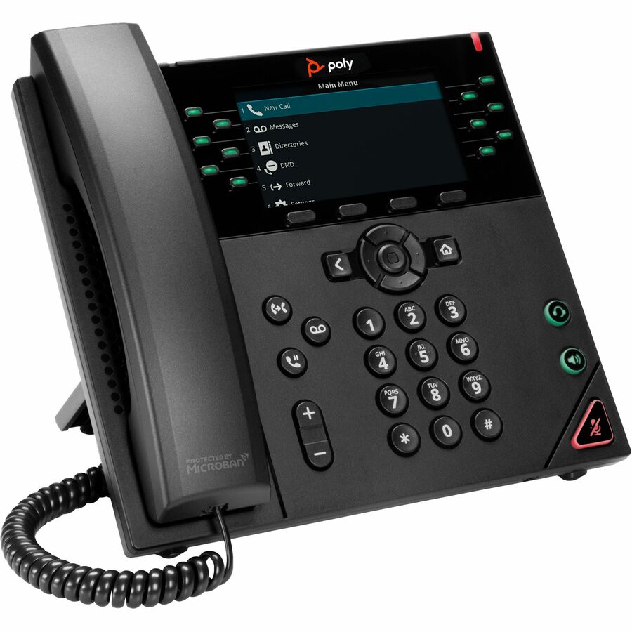 Poly VVX 450 IP Phone - Corded - Corded - Wall Mountable, Desktop - Black 89B76AA#ABA