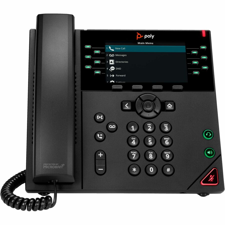 Poly VVX 450 IP Phone - Corded - Corded - Wall Mountable, Desktop - Black 89B76AA#ABA