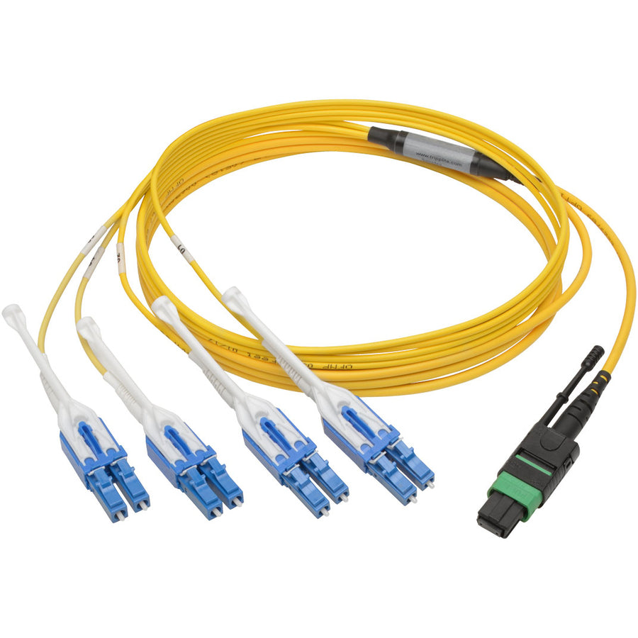 Tripp Lite by Eaton N390-01M-8LC-AP MTP/MPO to 8xLC Singlemode Breakout Patch Cable, Yellow, 1 m N390-01M-8LC-AP