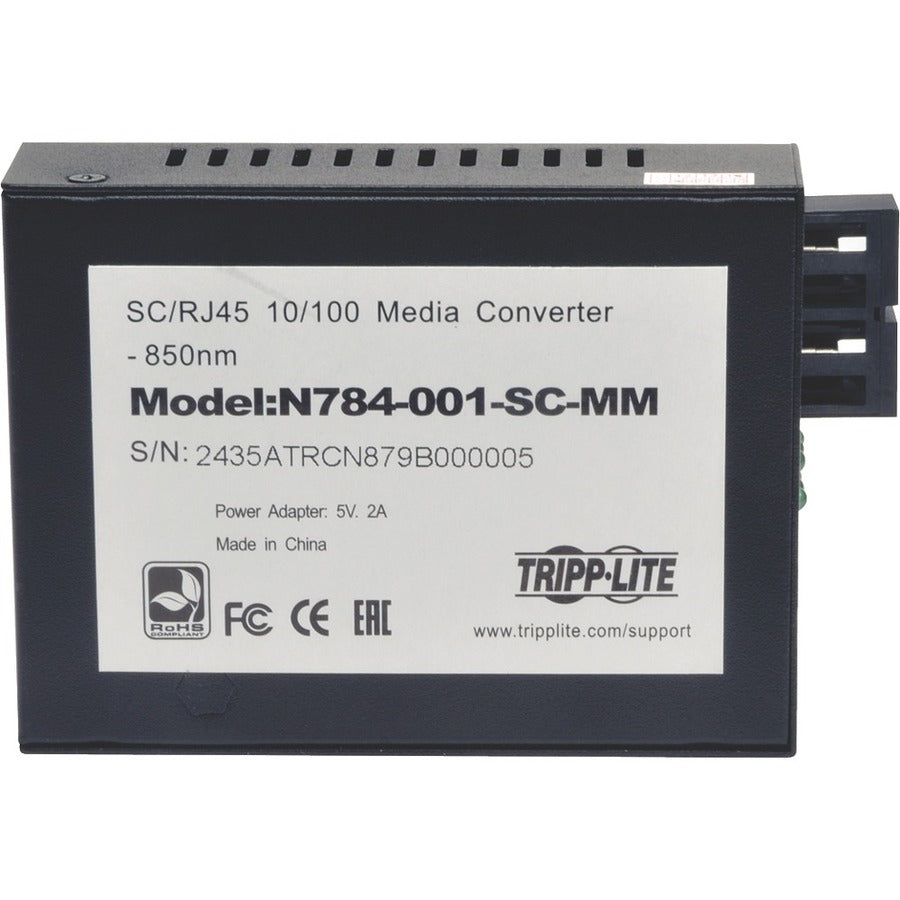 Tripp Lite by Eaton 10/100 SC Multimode Media Converter, 550M, 850nm N784-001-SC-MM