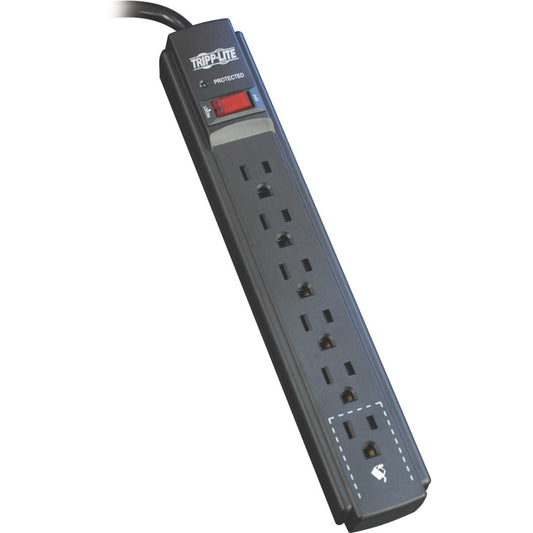 Tripp Lite Surge Protector Power Strip 6 Outlet 15 ' Cord Black 790 J - 6 x NEMA 5-15R - 1875 VA - 790 J - 120 V AC Input TLP615B