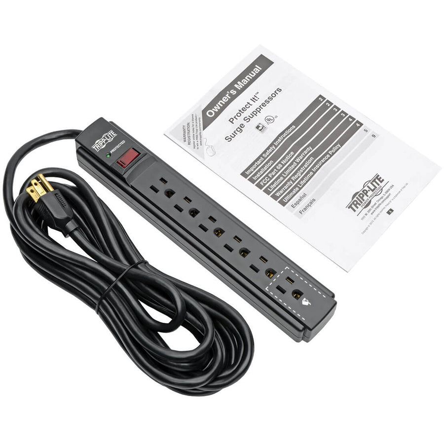 Tripp Lite Surge Protector Power Strip 6 Outlet 15 ' Cord Black 790 J - 6 x NEMA 5-15R - 1875 VA - 790 J - 120 V AC Input TLP615B