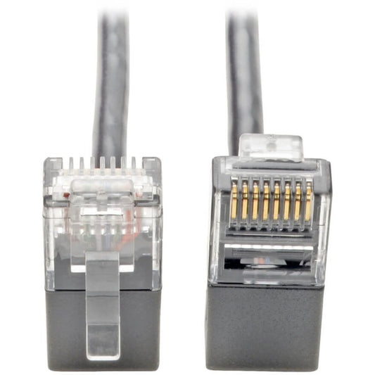 Tripp Lite by Eaton N201-SR1-GY Right-Angle Cat6 UTP Patch Cable - 1 ft., M/M, Slim, Gray N201-SR1-GY