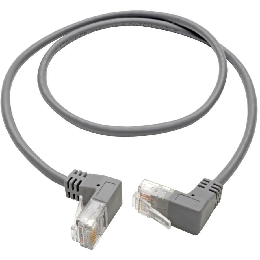 Tripp Lite by Eaton N201-SR1-GY Right-Angle Cat6 UTP Patch Cable - 1 ft., M/M, Slim, Gray N201-SR1-GY