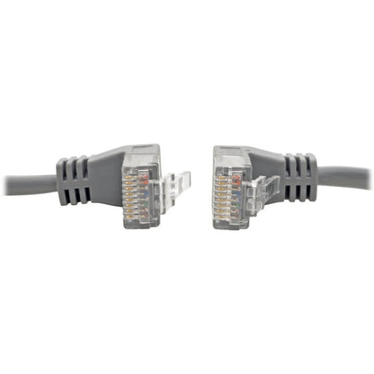 Tripp Lite by Eaton N201-SR1-GY Right-Angle Cat6 UTP Patch Cable - 1 ft., M/M, Slim, Gray N201-SR1-GY