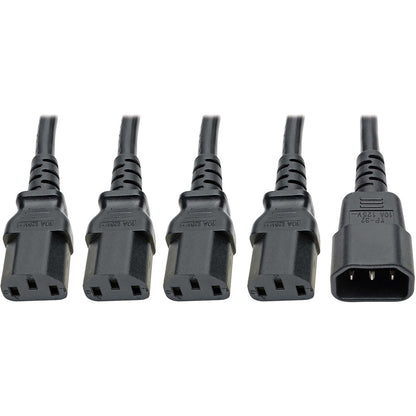 Tripp Lite by Eaton Y Splitter Computer Power Cord, 10A, 18 AWG (C14 to 4x C13), Black, 18 in. P004-18N-4XC13