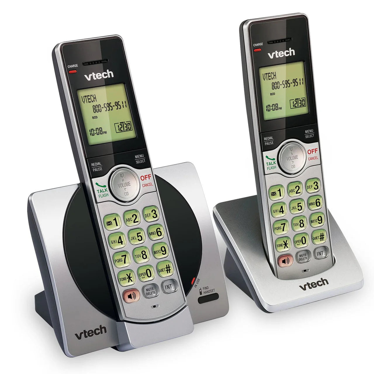 VTECH 2 Handset Cordless Phone with Caller ID/Call Waiting Silver