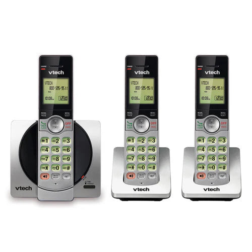 VTECH 3 Handset Cordless Phone with Caller ID/Call Waiting Silver