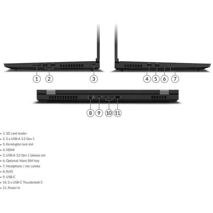 Lenovo ThinkPad P17 Gen 1 20SN004TUS 17.3" Mobile Workstation - Full HD - 1920 x 1080 - Intel Core i9 (10th Gen) i9-10885H Octa-core (8 Core) 2.40 GHz - 32 GB RAM - 512 GB SSD - Black 20SN004TUS