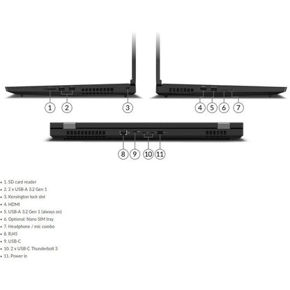 Lenovo ThinkPad P17 Gen 1 20SN004SUS 17.3" Mobile Workstation - Full HD - 1920 x 1080 - Intel Xeon W-10855M Hexa-core (6 Core) 2.80 GHz - 32 GB RAM - 512 GB SSD - Black 20SN004SUS