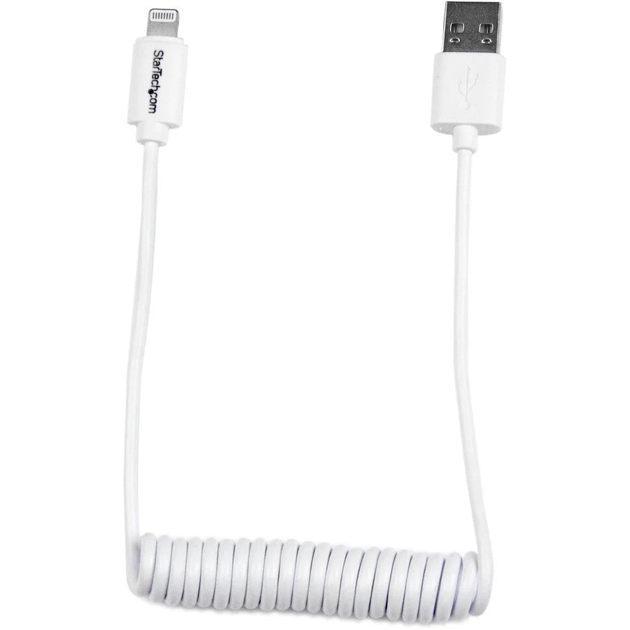 StarTech.com Lightning to USB Cable - Coiled - 0.6m (2ft) - White USBCLT60CMW