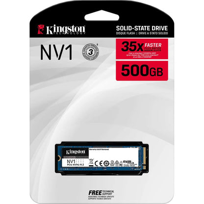 Kingston NV1 500 GB Solid State Drive - M.2 2280 Internal - PCI Express NVMe (PCI Express NVMe 3.0 x4) SNVS/500GBK