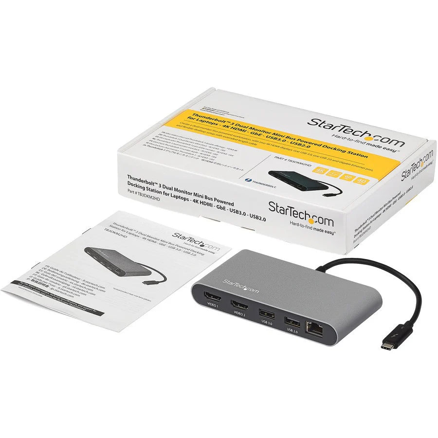 StarTech.com Mini Thunderbolt 3 Dock Dual 4K 6Hz HDMI - Mac/Windows Docking Station - Discontinued, Limited Stock, Replaced by TB3DKM2DPL TB3DKM2HD