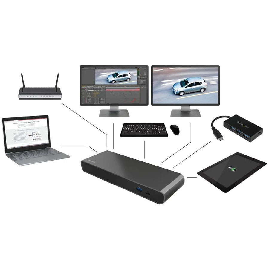 StarTech.com Thunderbolt 3 Docking Station - No Drivers to Install - Compatible with Windows / macOS - Supports Dual 4K HD Displays - TB3DKDPMAW TB3DKDPMAW