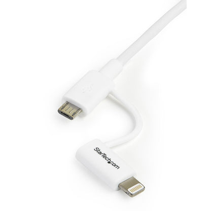 StarTech.com 1m (3ft) Apple Lightning or Micro USB to USB Cable for iPhone / iPod / iPad - White LTUB1MWH