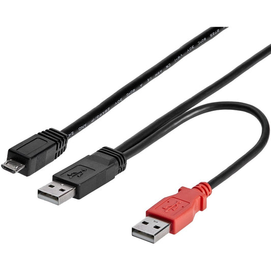 StarTech.com 3 ft USB Y Cable for External Hard Drive - Dual USB A to Micro B USB2HAUBY3