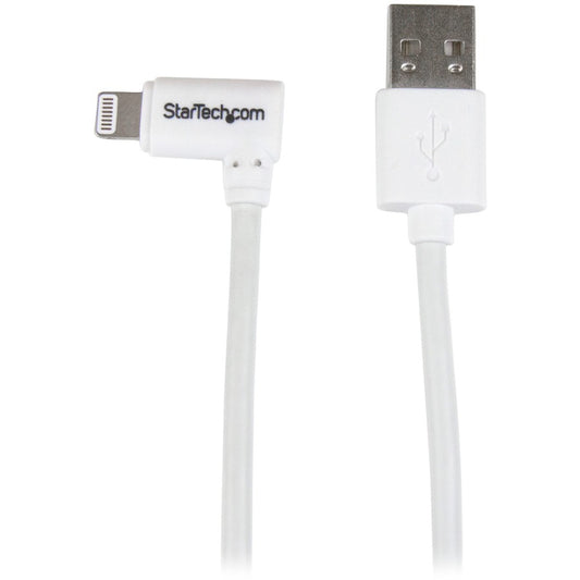 StarTech.com 1m 3 ft Angled Lightning to USB Cable - White - Angled Lightning Cable for iPhone / iPod / iPad USBLT1MWR