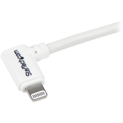 StarTech.com 1m 3 ft Angled Lightning to USB Cable - White - Angled Lightning Cable for iPhone / iPod / iPad USBLT1MWR