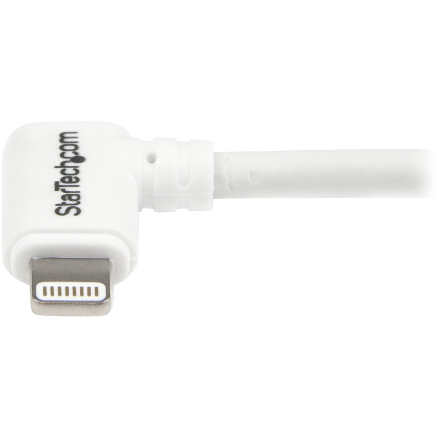 StarTech.com 1m 3 ft Angled Lightning to USB Cable - White - Angled Lightning Cable for iPhone / iPod / iPad USBLT1MWR