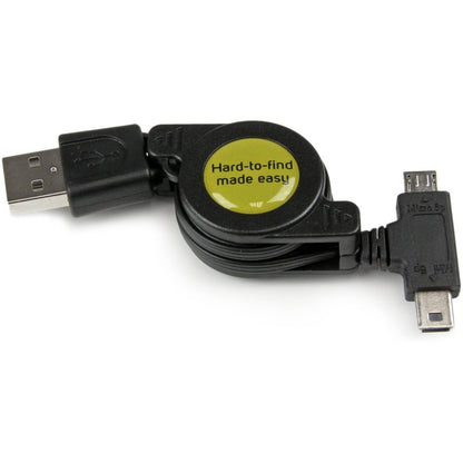 StarTech.com 2.5 ft Retractable USB Combo Cable - USB to Micro USB and Mini USB - M/M USBRETAUBMB