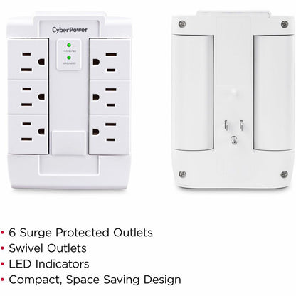 CyberPower CSB600WS Essential 6-Outlets Surge Suppressor Wall Tap and Swivel Outputs - Plain Brown Boxes CSB600WS