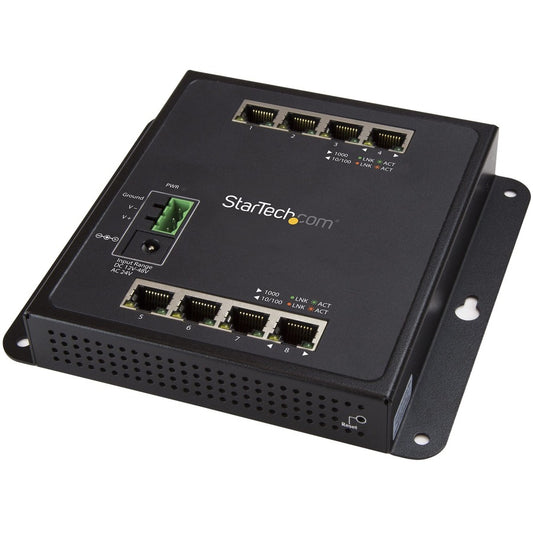 StarTech.com Industrial 8 Port Gigabit Ethernet Switch - Hardened Compact Layer/L2 Managed Network LAN/RJ45 Switch Mountable -40C to +75C IES81GW