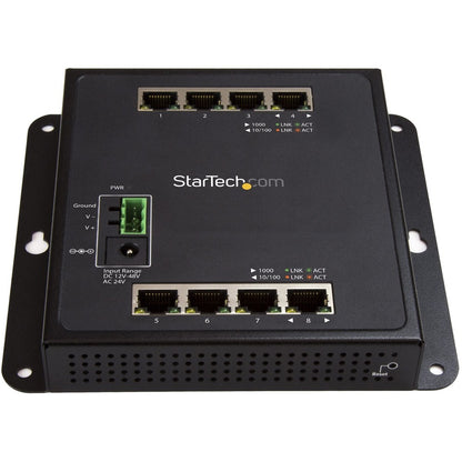 StarTech.com Industrial 8 Port Gigabit Ethernet Switch - Hardened Compact Layer/L2 Managed Network LAN/RJ45 Switch Mountable -40C to +75C IES81GW