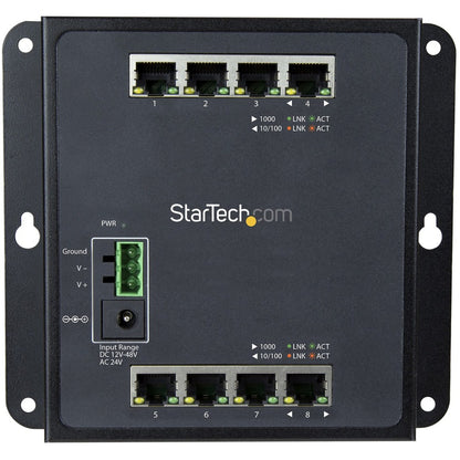 StarTech.com Industrial 8 Port Gigabit Ethernet Switch - Hardened Compact Layer/L2 Managed Network LAN/RJ45 Switch Mountable -40C to +75C IES81GW