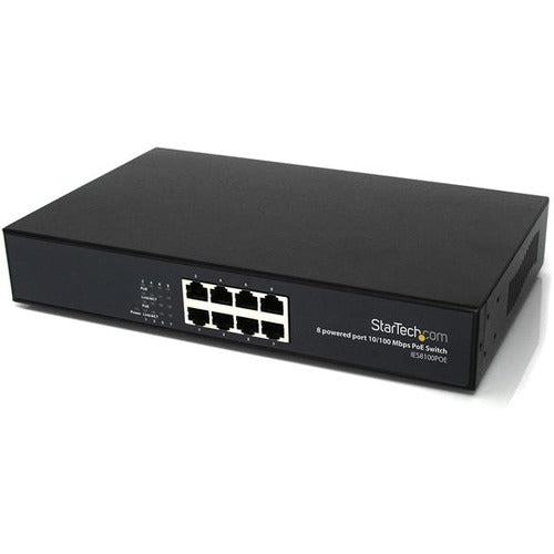 StarTech.com 8 Port 10/100 PSE Industrial Power over Ethernet Switch - All 8 Ports PoE IES8100POE