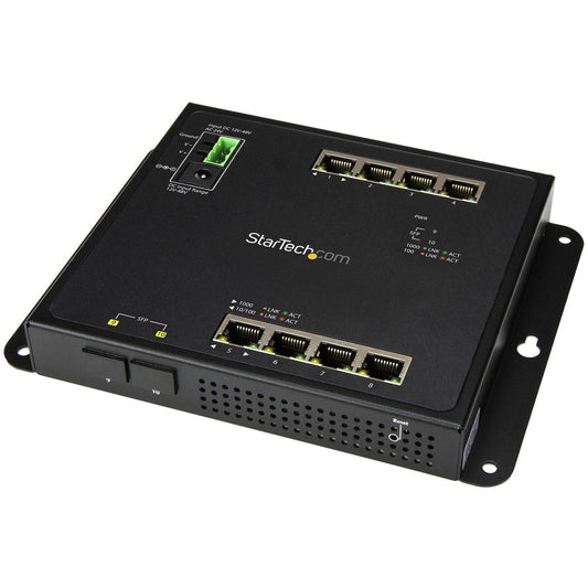 StarTech.com Industrial 8 Port Gigabit Ethernet Switch w/2 MSA SFP Slots L2 Managed Network RJ45 LAN Layer2 Switch Din Rail Hardened IP-30 IES101G2SFPW