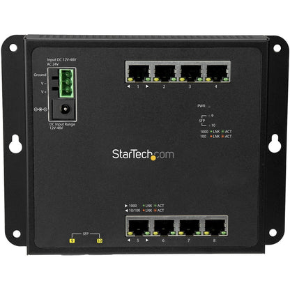 StarTech.com Industrial 8 Port Gigabit Ethernet Switch w/2 MSA SFP Slots L2 Managed Network RJ45 LAN Layer2 Switch Din Rail Hardened IP-30 IES101G2SFPW