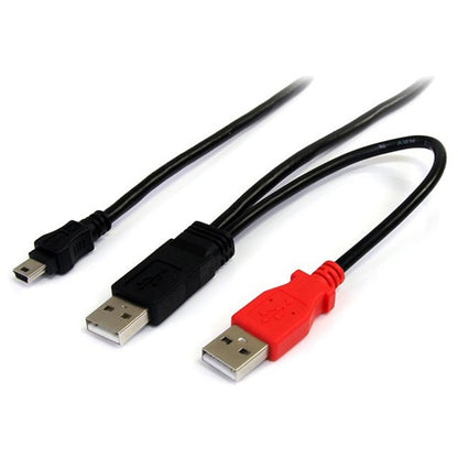 StarTech.com 1ft USB Y Cable for External Hard Drive USB2HABMY1