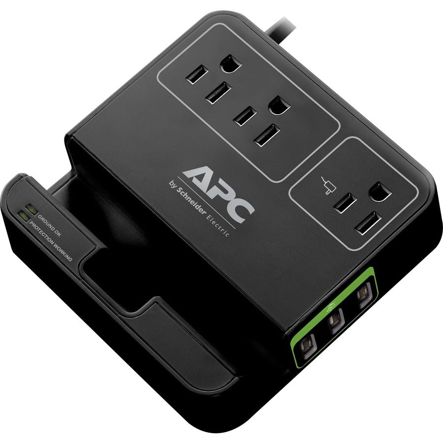 APC by Schneider Electric Essential SurgeArrest, 3 Outlets, 3 USB Charging Ports, 120V, Black P3U3B-CA