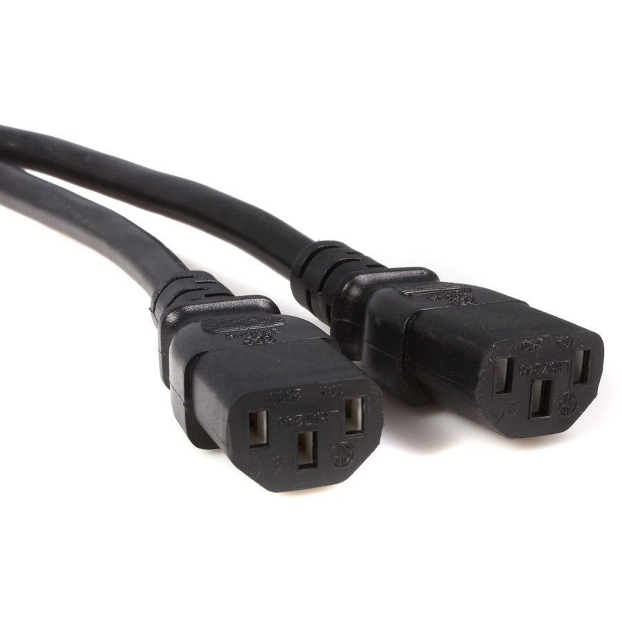 StarTech.com 10ft (3m) Power Extension Cord Splitter, C14 to 2x C13, 13A 250V, 16AWG, Computer Power Cord Extension, Power Extension Cable PXT100Y