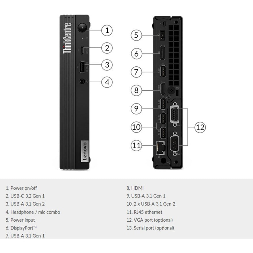 Lenovo ThinkCentre M90q 11CR003LUS Desktop Computer - Intel Core i9 10th Gen i9-10900 Deca-core (10 Core) 2.80 GHz - 16 GB RAM DDR4 SDRAM - 512 GB SSD - Tiny - Black 11CR003LCA