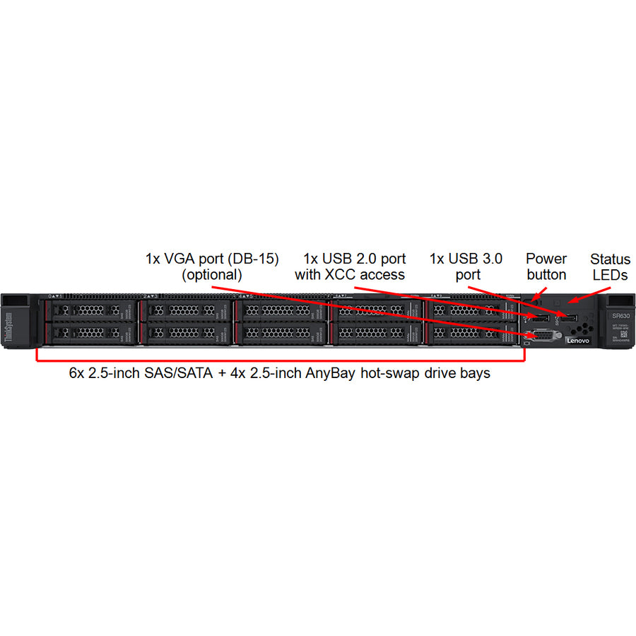 Lenovo ThinkSystem SR630 7X02A0CJNA 1U Rack Server - 1 x Intel Xeon Silver 4216 2.10 GHz - 16 GB RAM - Serial ATA/600 Controller 7X02A0CJNA