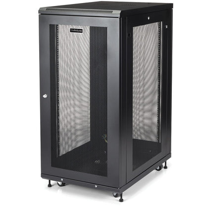 StarTech.com 24U 19" Server Rack Cabinet 4 Post Adjustable Depth 2-30" w/Casters/Cable Management/1U Shelf, Locking Doors and Side Panels RK2433BKM