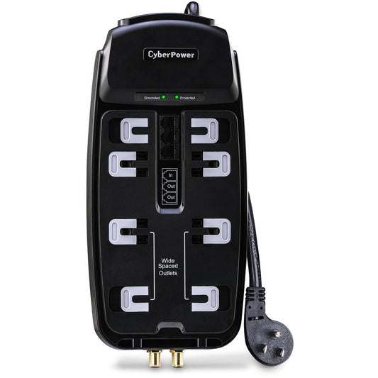 CyberPower CSHT808TC Home Theater 8-Outlets Surge Suppressor 8FT Cord and AV protection - Plain Brown Boxes CSHT808TC