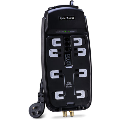 CyberPower CSHT808TC Home Theater 8-Outlets Surge Suppressor 8FT Cord and AV protection - Plain Brown Boxes CSHT808TC