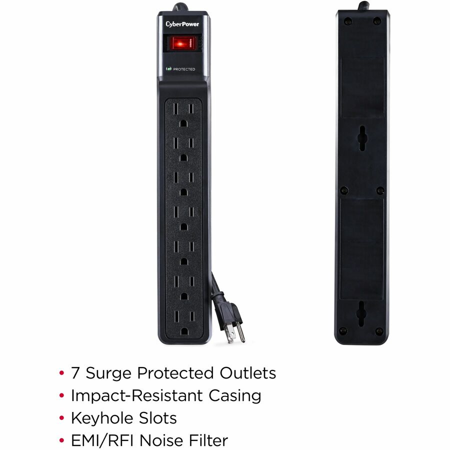 CyberPower CSB7012 Essential 7-Outlets Surge Suppressor with 1500 Joules and 12FT Cord - Plain Brown Boxes CSB7012