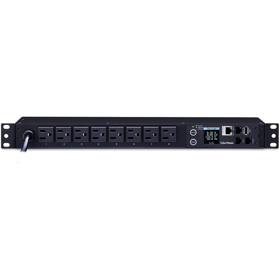 PDU surveillé CyberPower PDU31001, 100-120 V, 15 A, 8 prises NEMA 5-15R, montage en rack 1U PDU31001