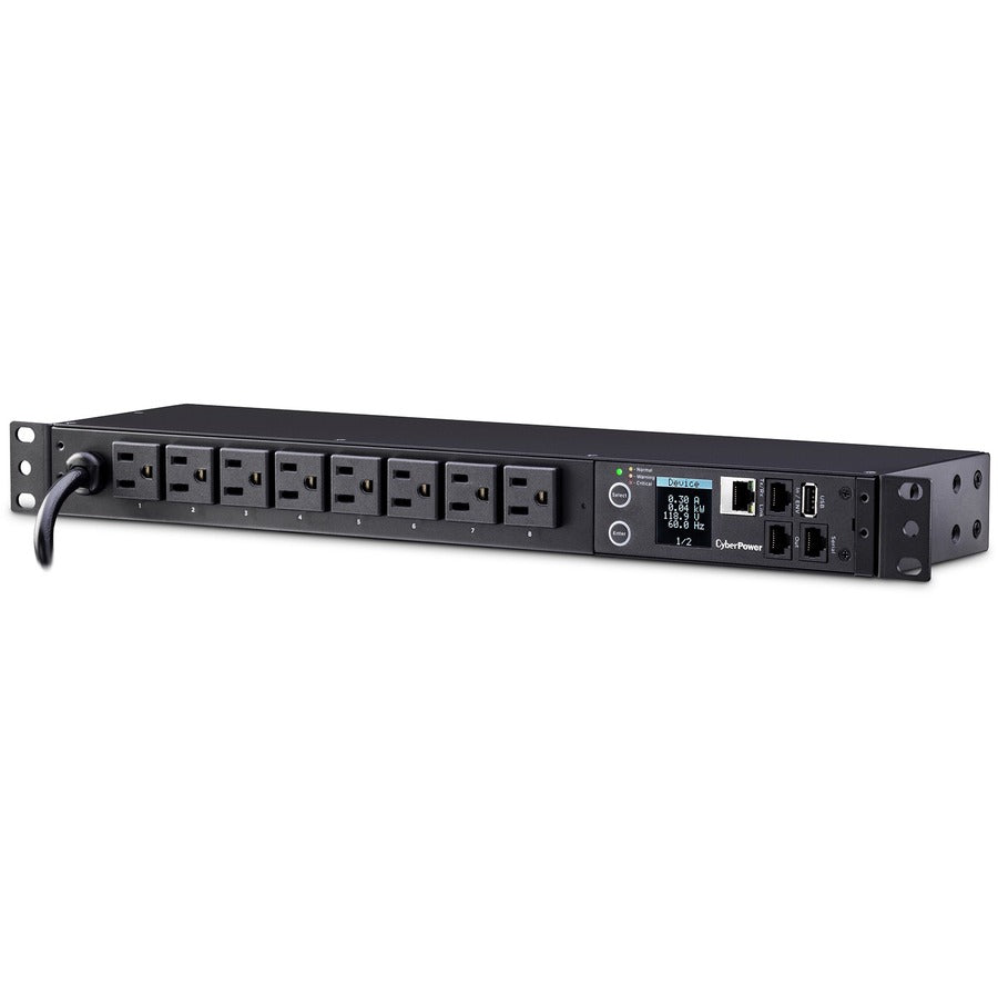 PDU surveillé CyberPower PDU31001, 100-120 V, 15 A, 8 prises NEMA 5-15R, montage en rack 1U PDU31001