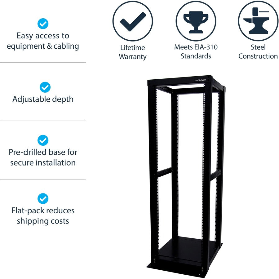 StarTech.com 4-Post Server Rack with Open Frame - Rack Cabinet with Open Frame - 36U (4POSTRACK36) 4POSTRACK36