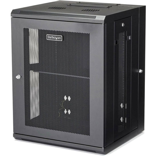 StarTech.com 15U 19" Wall Mount Network Cabinet - 16" Deep Hinged Locking Flexible IT Data Equipment Rack Vented Switch Enclosure w/Shelf RK1520WALHM