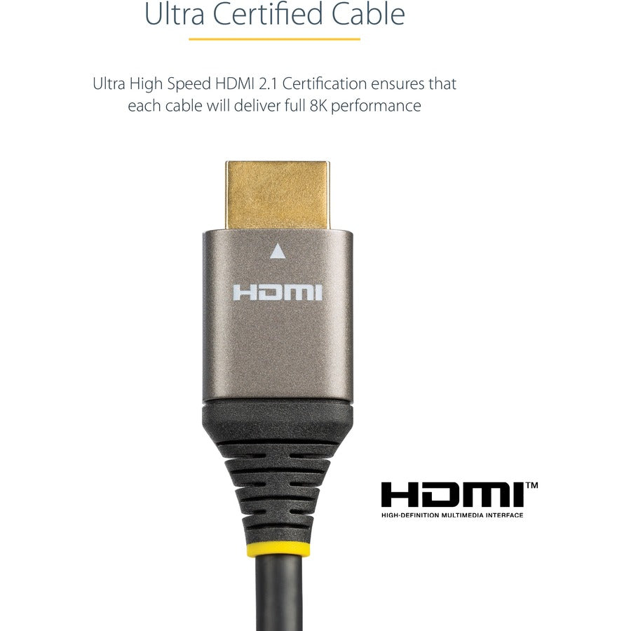 StarTech.com 10ft/3m HDMI 2.1 Cable, Certified Ultra High Speed HDMI Cable 48Gbps, 8K 60Hz/4K 120Hz HDR10+, 8K HDMI Cable, Monitor/Display HDMM21V3M