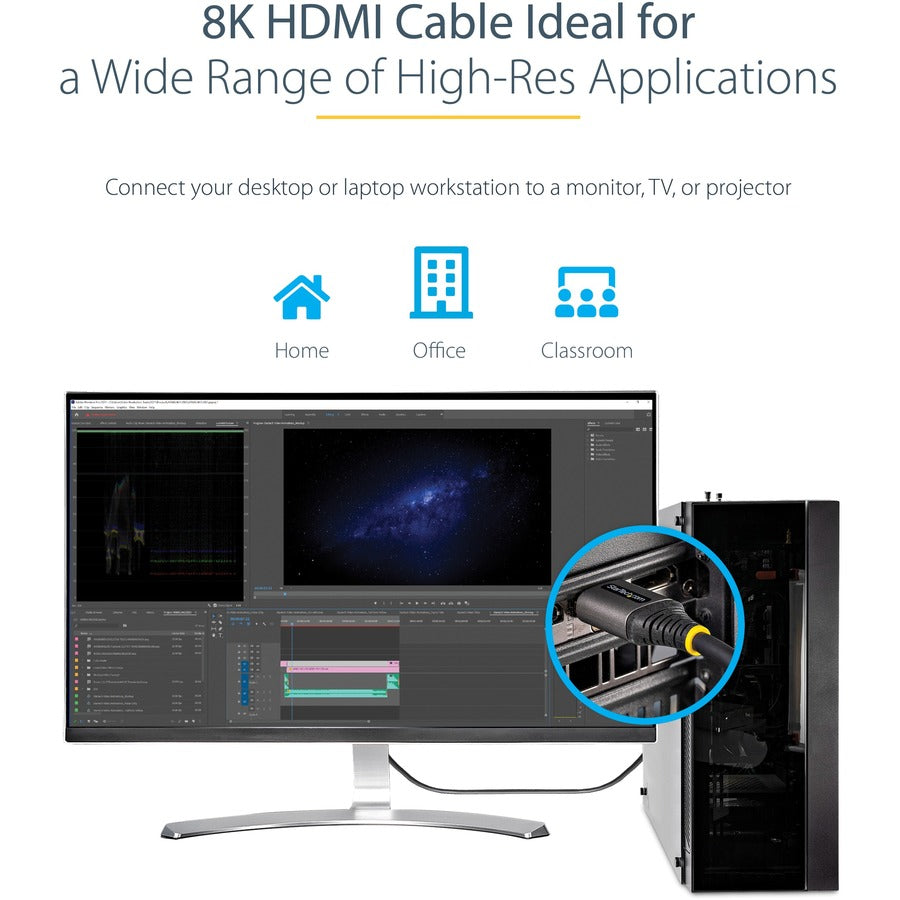 StarTech.com 10ft/3m HDMI 2.1 Cable, Certified Ultra High Speed HDMI Cable 48Gbps, 8K 60Hz/4K 120Hz HDR10+, 8K HDMI Cable, Monitor/Display HDMM21V3M