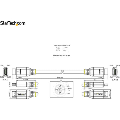 StarTech.com 10ft/3m HDMI 2.1 Cable, Certified Ultra High Speed HDMI Cable 48Gbps, 8K 60Hz/4K 120Hz HDR10+, 8K HDMI Cable, Monitor/Display HDMM21V3M